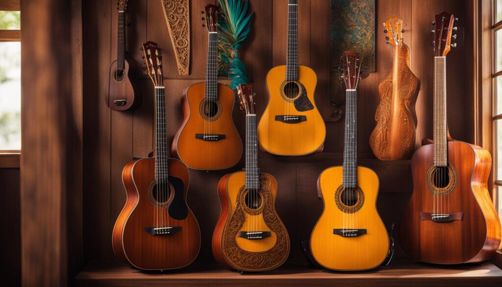 guitars and ukuleles